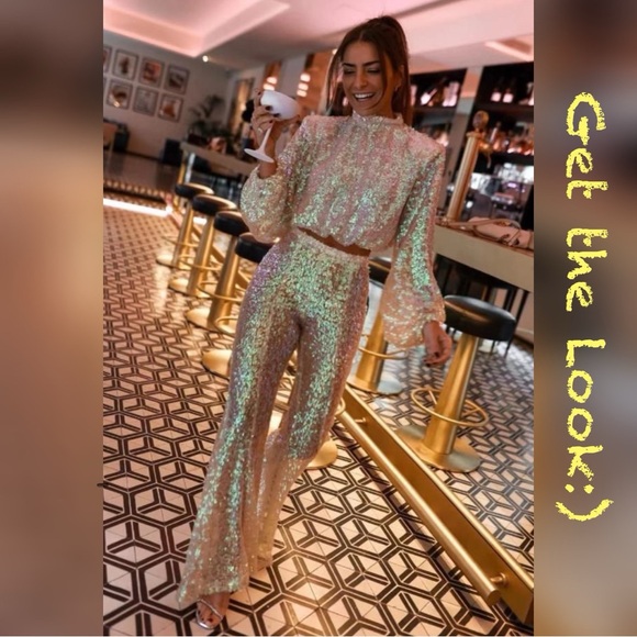 NWT Sequin High Waist Pants - Picture 3 of 11